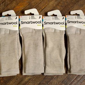 NEW - 4-PAIRS of Smartwool Mens Hike Merino Wool Crew Socks - Large L - Tan